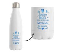 Bouteille Joyeux noël à la meilleure Mathilde - Gourde isotherme - Secret santa Cadeau Noël Humour Insolite Collègue