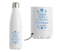 Bouteille Joyeux noël à la meilleure Véronique - Gourde isotherme - Secret santa Cadeau Noël Humour Insolite Collègue