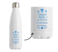 Bouteille Joyeux noël au meilleur Corentin - Gourde isotherme - Secret santa Cadeau Noël Humour Insolite Collègue