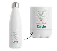 Bouteille Joyeux noël Carole Cerf - Gourde isotherme - Secret santa Cadeau Noël Humour Insolite Collègue