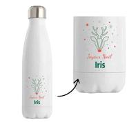 Bouteille Joyeux noël Iris Cerf - Gourde isotherme - Secret santa Cadeau Noël Humour Insolite Collègue