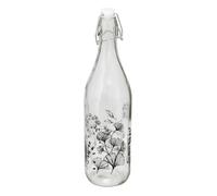Bouteille Limonade en Verre ""White Floral"" 1L Transparent