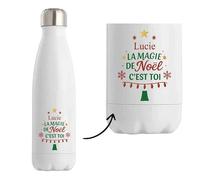 Bouteille Lucie Magie de noël Sapin - Gourde isotherme - Secret santa Cadeau Noël Humour Insolite Collègue