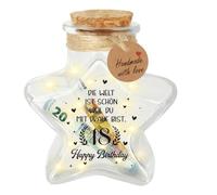 Bouteille Lumineuse en Forme d'étoile avec Bouchon en Liège, cadeau d'argent, Bouteille de Vœux d'anniversaire, étoile lumineuse, bouteille décorative, Idée cadeau d'anniversaire pour fille