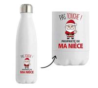 Bouteille Ma Nièce Pas Touche Père Noël - Gourde isotherme - Secret santa Cadeau Noël Humour Insolite Collègue
