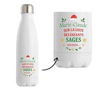 Bouteille Marie-Claude Liste des enfants sages - Gourde isotherme - Secret santa Cadeau Noël Humour Insolite Collègue