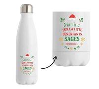 Bouteille Martine Liste des enfants sages - Gourde isotherme - Secret santa Cadeau Noël Humour Insolite Collègue