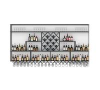 Bouteille Muraux Métalique Étagère À Vin Étagères,Mural étagères flottantes avec lumière LED, Couleur Noire/Couleur dorée étagères Meuble Bar, pour Hôtel Bar Family Room