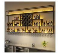 Bouteille Muraux Métalique Étagère À Vin Étagères,Mural étagères flottantes avec lumière LED, Couleur Noire/Couleur dorée étagères Meuble Bar, pour Hôtel Bar Family Room