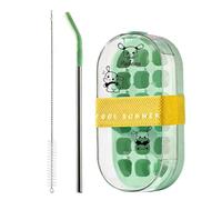 Bouteille Nomade Avec Glaçons Bouteille 2-en-1 avec Paille | Bac À Glaçons Sans Contact Pour Maison Bureau Extérieur Camping Randonnée Pique-Nique Cocktail Salle De Sport