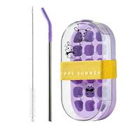 Bouteille Nomade Avec Glaçons - Bouteille Réutilisable 2-en-1 Avec Paille - Bac à Glaçons Domestique Sans Contact | Cuisine Bureau Voyage Plein Air Camping Randonnée Pique-nique Cocktail