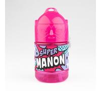 Bouteille personnalisée pour enfant, gourde d'eau avec paille - Super Manon