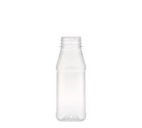 Bouteille PET 250 ml « Milk and Juice Carré », carrée, plastique, ouverture : 38 mm
