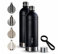 Bouteille pour Aarke Carbonator 3 & 2 et Smeg SKC01, machine à eau gazeuse et machine à soda, compatible Brita SodaOne, Sodapop Cooper & Philips GoZero - bouteille de rechange inox 1,3 L (2, Noir Mat)