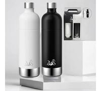 ~ ® Bouteille Premium d'Eau en Acier Inoxydable Haute Qualité-Sans BPA-Compatible avec Aarke Carbonator3,Philips GoZero,Sodapop Cooper,Brita sodaONE-1,25L-Lave-Vaisselle (Blanche/Noire)