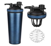 Bouteille shaker à protéines 750 ml, shaker à protéines en acier inoxydable, avec passoire, shake et shaker, bouteille isotherme, double paroi, sans BPA, anti-fuite, bleu