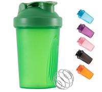 Bouteille shaker pour poudre de protéine - Bouteille d'eau en plastique - 400 ml - Avec bouchon anti-fuite Mixball - Pour fitness, sport, gym - Vert