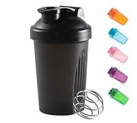 Bouteille shaker pour poudre de protéine - Bouteille d'eau en plastique - 400 ml - Avec bouchon anti-fuite Mixball - Pour fitness, sport, gym - Noir