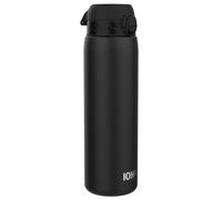 Ion8 Gourde Inox 1 Litre, Anti-Fuite, Facile à Ouvrir, Verrouillage Sécurisé, Lavable au Lave-Vaisselle, Poignée de Transport, Durable et Résistant aux Rayures, Acier Inoxydable, 1200ml, Noir
