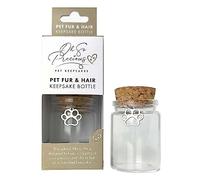 Bouteille souvenir en fourrure et poils d'animaux - Préservez vos précieux souvenirs | Souvenir pour chiens, chats, chevaux, petits mammifères | Breloque empreinte de patte incluse | 3,5 cm de