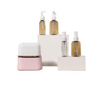 Bouteille Spray Vide Ensemble de flacons voyage 4 en 1 50 ml, shampoing, gel douche, lotion for les mains, vaporisateur, flacon vide, kit, accessoires(Pink)