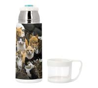 Bouteille thermo en Inox avec Tasse Intégrée - Japon Ile Chat Mignon Chats Roux Umashima - 350ml - Bouteille Isotherme