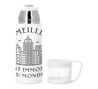 Bouteille thermo en Inox avec Tasse Intégrée - Le Meilleur Agent Immobilier du Monde Commercial Immobilier Vente Maison Appartement - 350ml - Bouteille Isotherme