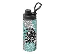 Bouteille thermos en acier inoxydable avec poignée, motif fleur de dahlia, idéale pour le cyclisme, le fitness