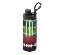 Bouteille thermos en acier inoxydable avec poignée, motif terrain de football américain et ballon de football, convient pour le cyclisme, le fitness