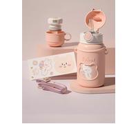 Bouteille thermos en acier inoxydable de 450ml, avec paille, bouteille d'eau thermos de dessin animé pour enfants pink three lids