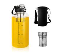 Bouteille Verre 1.5L, Carafe Eau Verre en Borosilicate Épais et Résistant, avec Infuseur à Thé, Idéale comme Bouteille Infuseur à Thé pour le Thé Glacé ou Chaud, Facile à Nettoyer (Noir, 1.5, Litres)