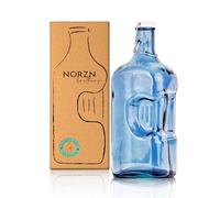 Bouteille verre 2L - Carafe eau verre avec bouchon, Pichet eau, jus, lait, Adaptées au réfrigérateur ou porte frigo, Gourde 2 litres, Verre 100% recyclé et sans additifs - Couleur bleue
