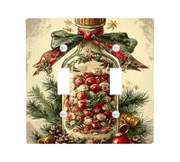 Bouteille vintage avec ornements, couvercle d'interrupteur, décoration de vacances pour la saison d'hiver, accessoire mural festif pour la maison, taille standard double bascule
