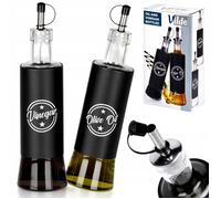 Bouteilles à Huile et Vinaigre - Vilde - 300ml Verre Noir - Distributeur Précis Lot de 2