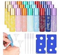 Bouteilles à Rouleaux D'huiles Essentielles - 24 Pièces 10ml En Verre Coloré, Rechargeable Avec Rouleau - Flacons Roll-On Vides