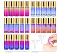 Bouteilles à Rouleaux D'huiles Essentielles, 25 Pièces 5ml Bouteille Roll on Vide En Verre, Coloré Flacon Roll on En Verre Avec Rouleau, Rechargeable Bouteille Roll on En Verre, Flacons Roll-On