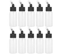 Bouteilles d'aérographe, 10 pièces 30ML bouteilles en plastique pots couvercle adaptateur simple action siphon alimentation aérographe accessoires avec 10x bouchons en caoutchouc