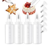 Bouteilles de décoration de gâteaux - Kit d'outils à presser à plusieurs pointes | Distributeurs de décoration artistique alimentaire | Pour la cuisson de desserts, crêpes, bonbons, fêtes, cuisine