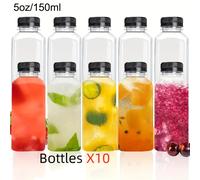 Bouteilles de jus en plastique transparent anti-fuite, 5/10 pièces, parfaites pour jus de smoothies, lait fait maison et autres boissons, portables pour sortir Clair