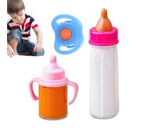 Bouteilles de magique | Biberon de lait Portable, accessoires de, 3 pièces,Ensemble de jouets d'alimentation multifonctionnels, jeu de simulation, bouteilles de lait et de jus qui dispar