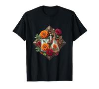 Bouteilles de Parfum Vintage avec Fleurs Vives T-Shirt