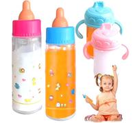 Bouteilles de poupée pour bébé avec Lait disparu, 6 pcs/Ensembles de Bouteilles poupée bébé, Magie drôle avec du Lait ou du jus disparu, Accessoires poupées Simulation pour Les Cadeaux pou