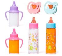 Bouteilles de poupée pour bébé avec Lait disparu, 6pcs / Set Baby Doll Bottles Set avec des sucettes, Magie drôle pour Les Cadeaux pour Enfants