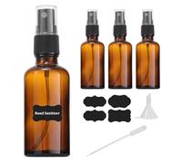 Bouteilles de pulvérisation en verre ambre rechargeables petites bouteilles de pulvérisation à brume fine vide 50 ml avec compte-gouttes pour les huiles essentielles de voyage 4pcs, petit flacon pulv
