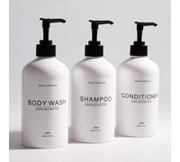 Bouteilles de shampoing et d'après-shampoing rechargeables (couleur ambre, ensemble de 3, 17oz) Ensemble de distributeurs vides de shampoing, d'après-shampoing et de gel douche pour la salle de bain e