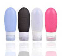 Bouteilles de voyage en silicone 4pcs, récipient de voyage anti-fuite approuvé TSA sans BPA, accessoire de voyage portable pour shampooing, articles de toilette, lotional
