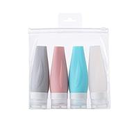 Bouteilles de voyage en silicone - Portable - Anti-fuite - Pour le voyage - Articles de toilette rechargeables - Pour lotion, shampoing, crème pour le visage, savon pour les mains - 60 ml, 4 pièces