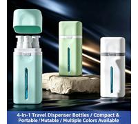 Bouteilles de voyage, ensemble de soins de la peau 4-en-1 avec pompe, lotion, shampoing, gel douche, parfum, articles de toilette, essentiel de voyage, retour à l'école, cadeau de vacances et plus Bla