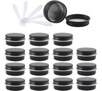 bouteilles de voyage pour articles de toilette， Boîtes rondes vides en aluminium bleues de 10ml, avec couvercles à vis, Pots de stockage, conteneurs de cosmétiques, Pots avec 6 spatules, 48 pièces(S