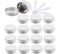 bouteilles de voyage pour articles de toilette， Boîtes rondes vides en aluminium bleues de 10ml, avec couvercles à vis, Pots de stockage, conteneurs de cosmétiques, Pots avec 6 spatules, 48 pièces(B